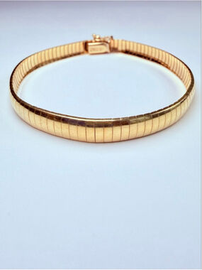 14K Solid Yellow Gold Brevani Designer Smooth Classic Omega 6MM Bracelet Italy